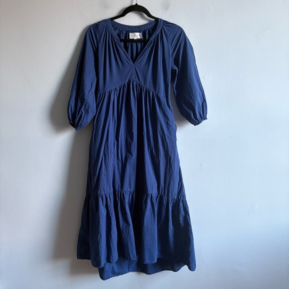 Xirena Sz XS Vie Blue Capri Cotton Tiered Midi Dress - Picture 2 of 12